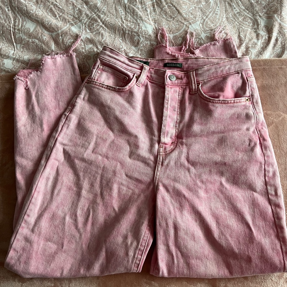 Pink straight leg jeans